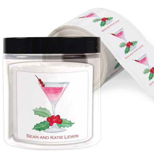 Holiday Cheers Square Gift Stickers in a Jar